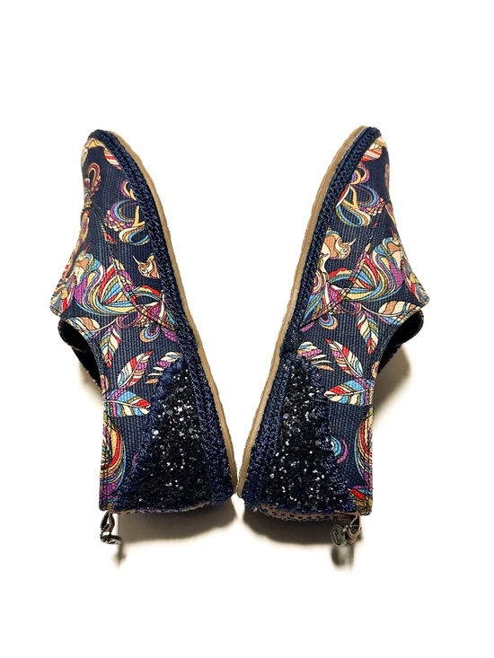 Sakroots Pheasants Loafer Flats Paisley Hummingbird Glitter Heel Slip On Sneaker - Picture 4 of 9